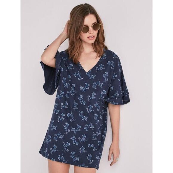 Lucky Brand Printed Knit Mini Dress Navy Blue - Picture 1 of 8